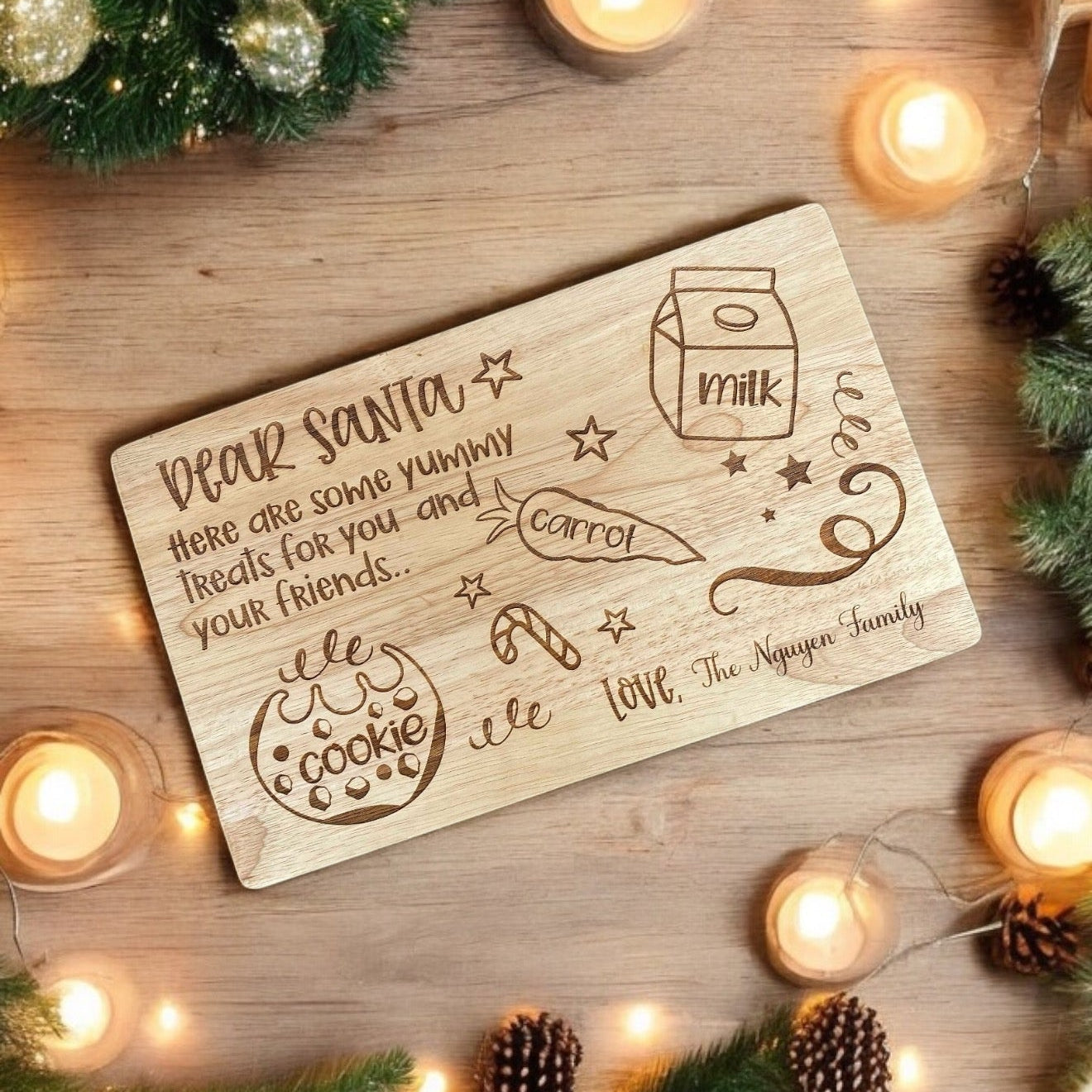 Double Sided Personalised Engraved Easter and Santa Wooden treat Board