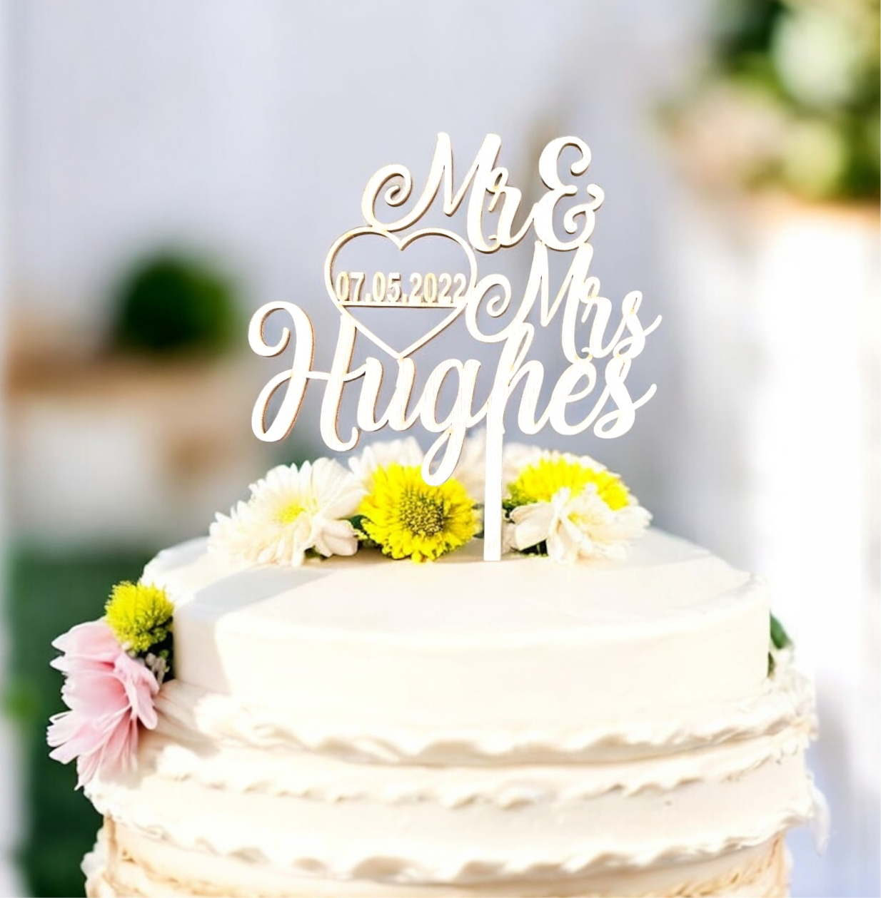 Personalised Wedding Mr and Mrs cake topper