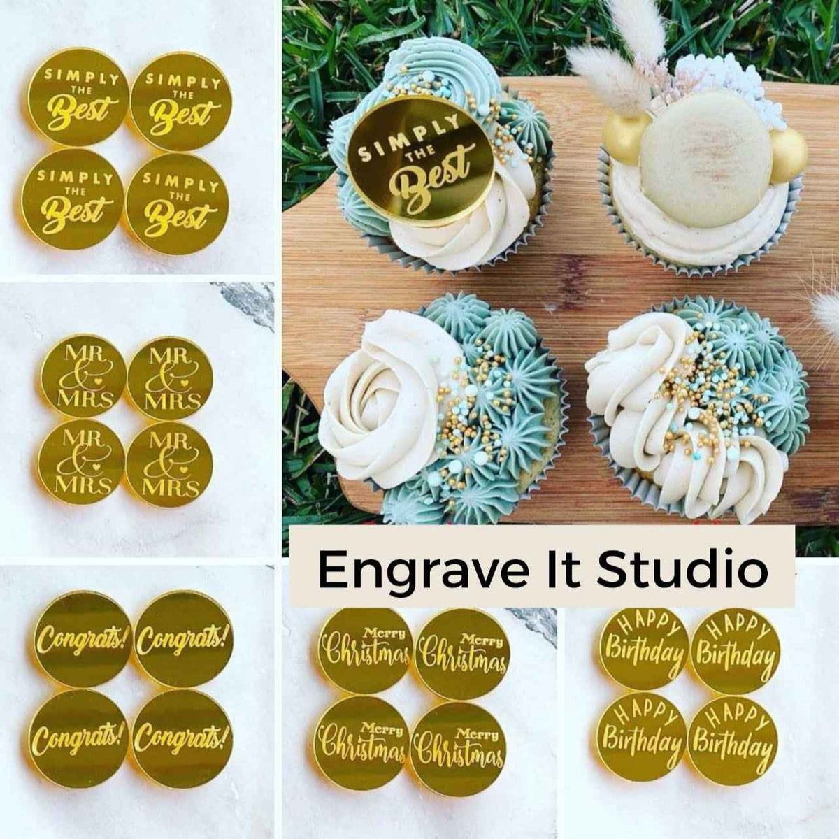 Happy Easter Acrylic Cupcake Topper Pack of 4