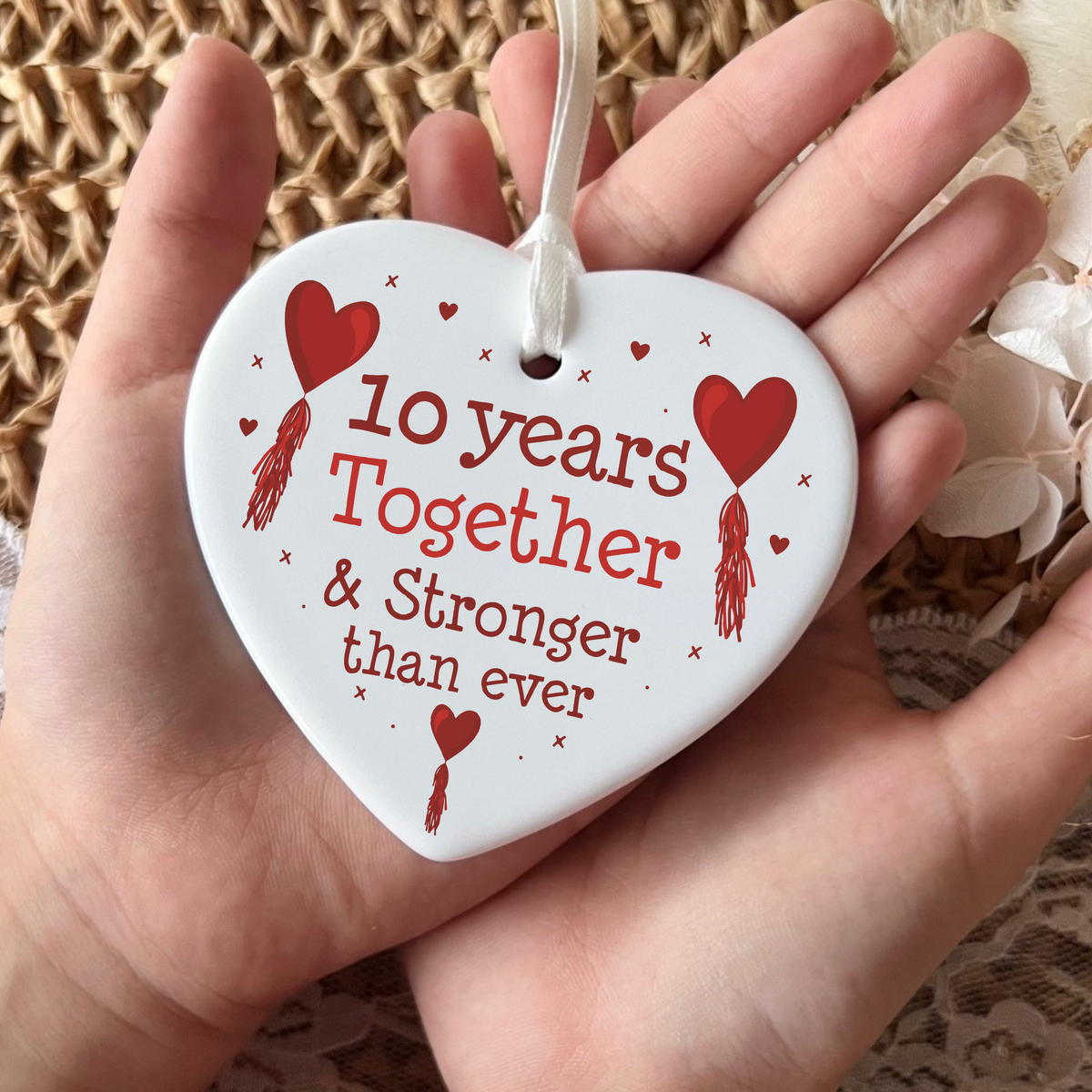 10th Anniversary Ceramic Keepsake Ornament | Anniversary gift | Wedding Anniversary | Milestone