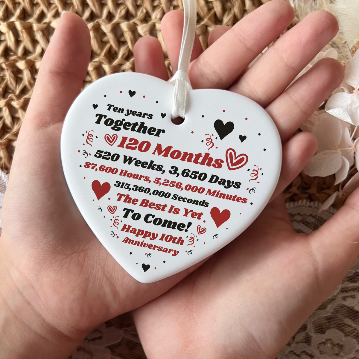 10th Anniversary Ceramic Keepsake Ornament | Anniversary gift | Wedding Anniversary | Milestone