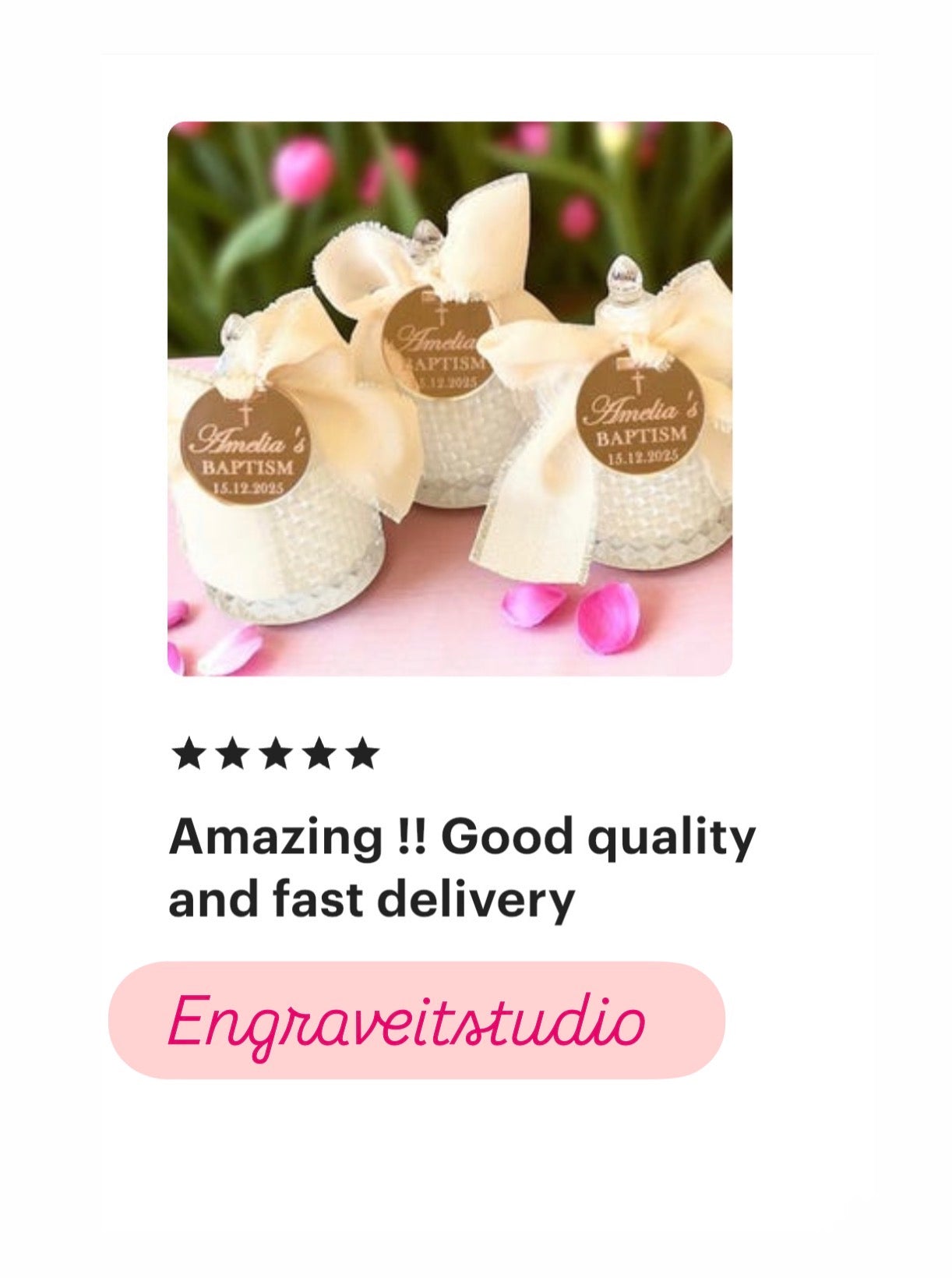 Personalised round Acrylic Baby Favour tags