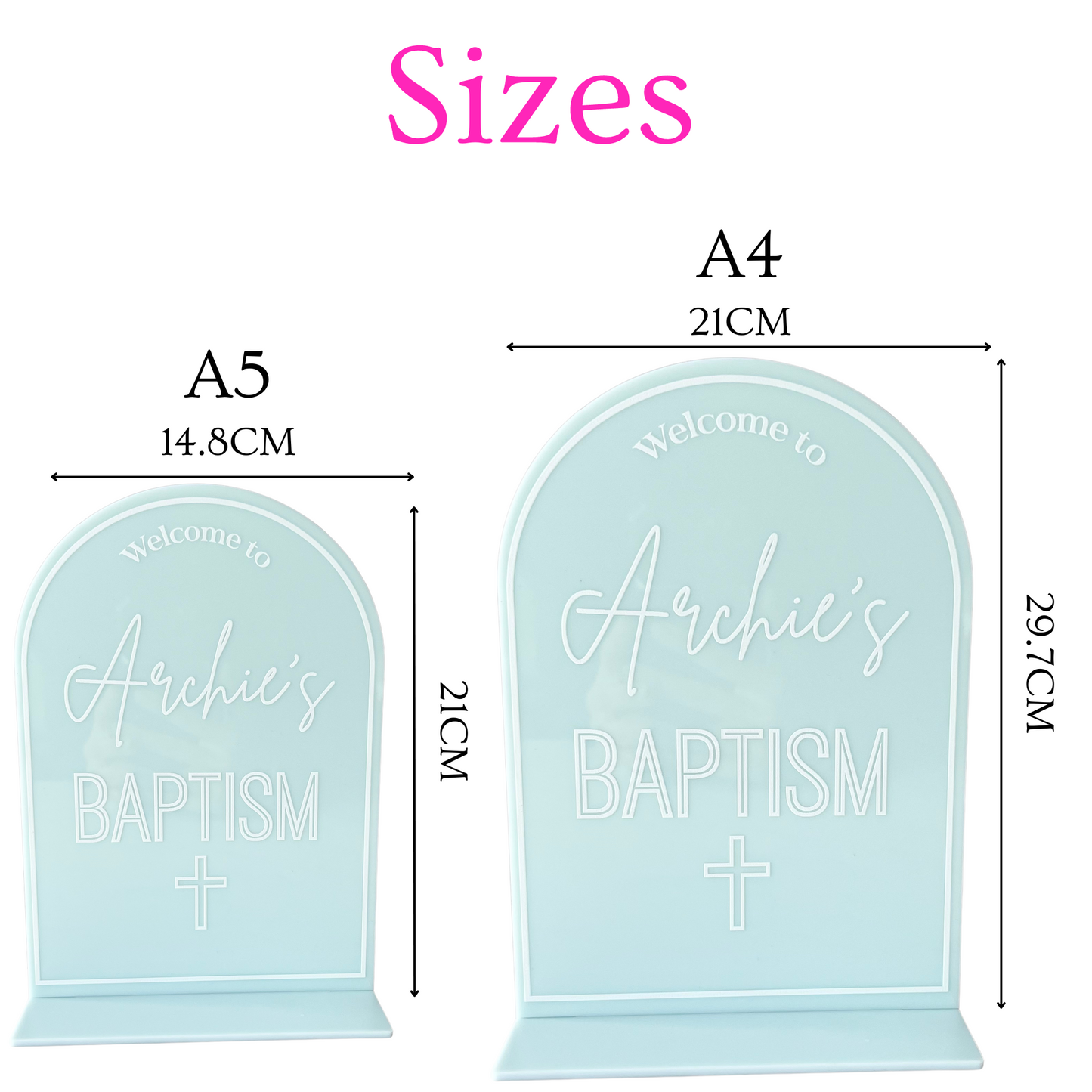 Baptism Welcome Table Sign Acrylic Personalised