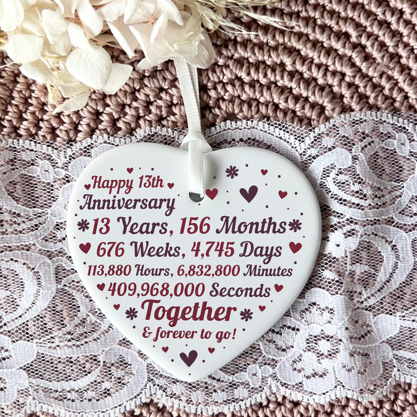 13th Anniversary
thirteenth anniversary
heart keepsake