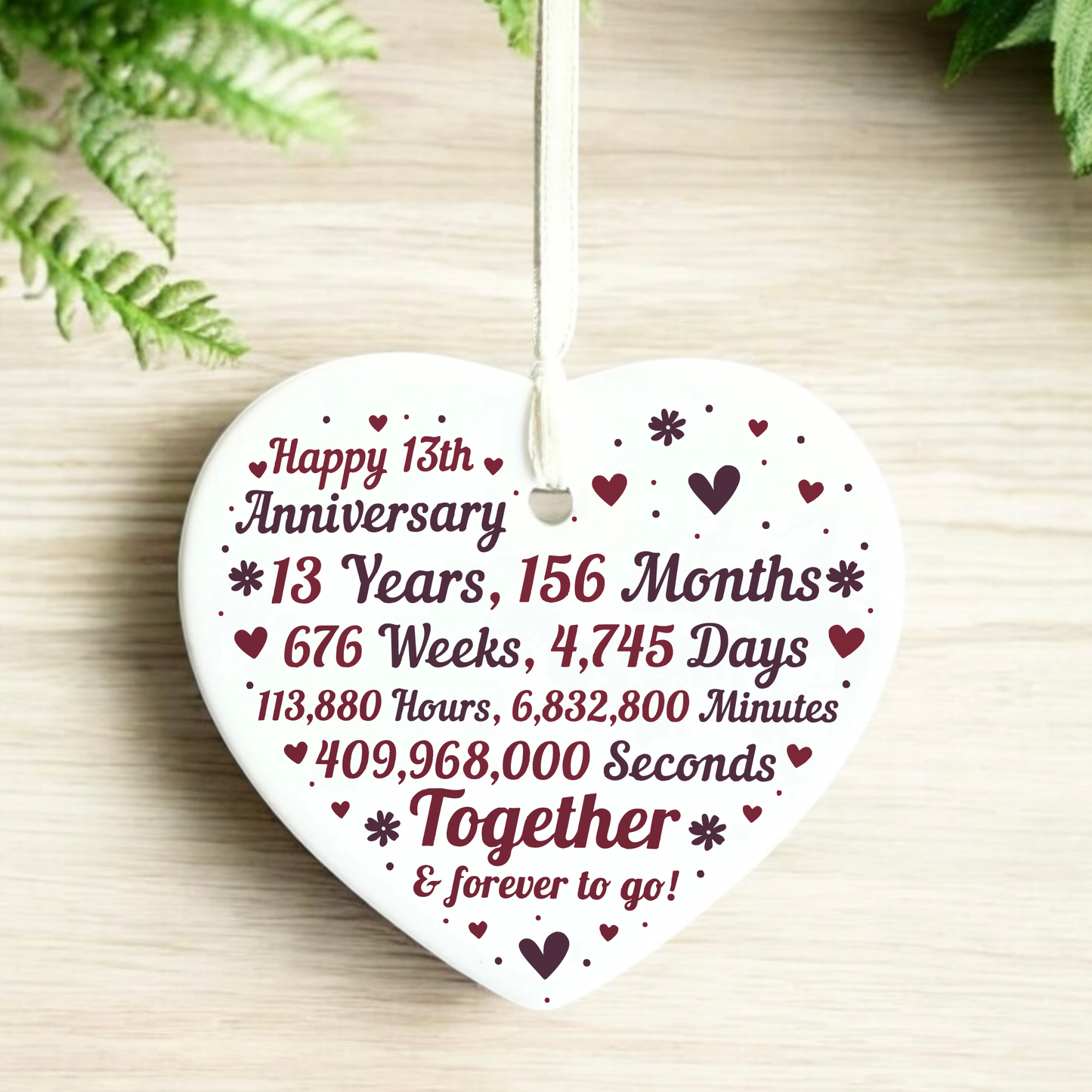 13th Anniversary
thirteenth anniversary
heart keepsake