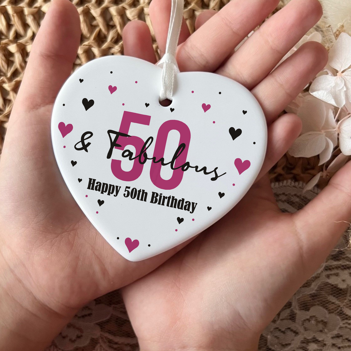 50th Birthday Ceramic Funny Heart Keepsake | Fifty | Birthday Gifts | Milestone Birthday Gift ideas