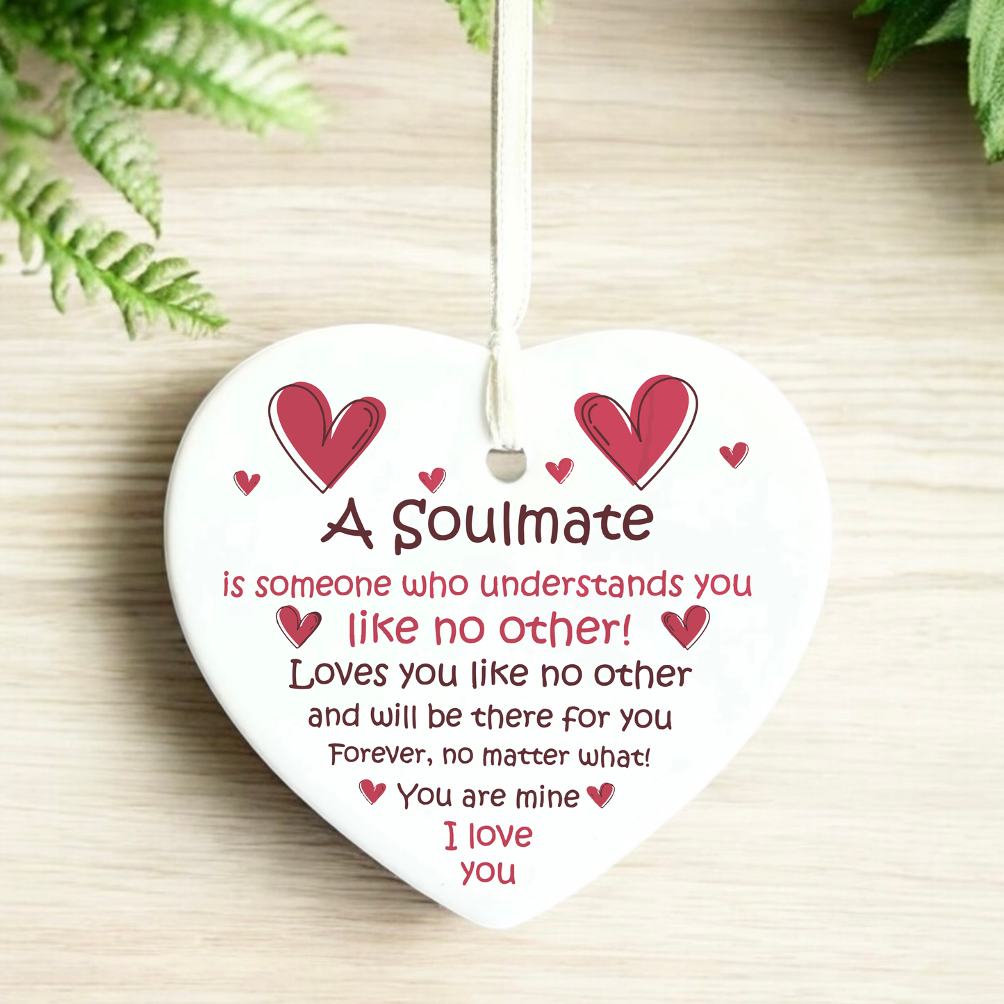 Soul mate Love Quote Ceramic Heart Keepsake | Valentine's Day | Gifts for loved ones | Boyfriend | Girlfriend | Anniversary | Wedding Gifts | Soulmates