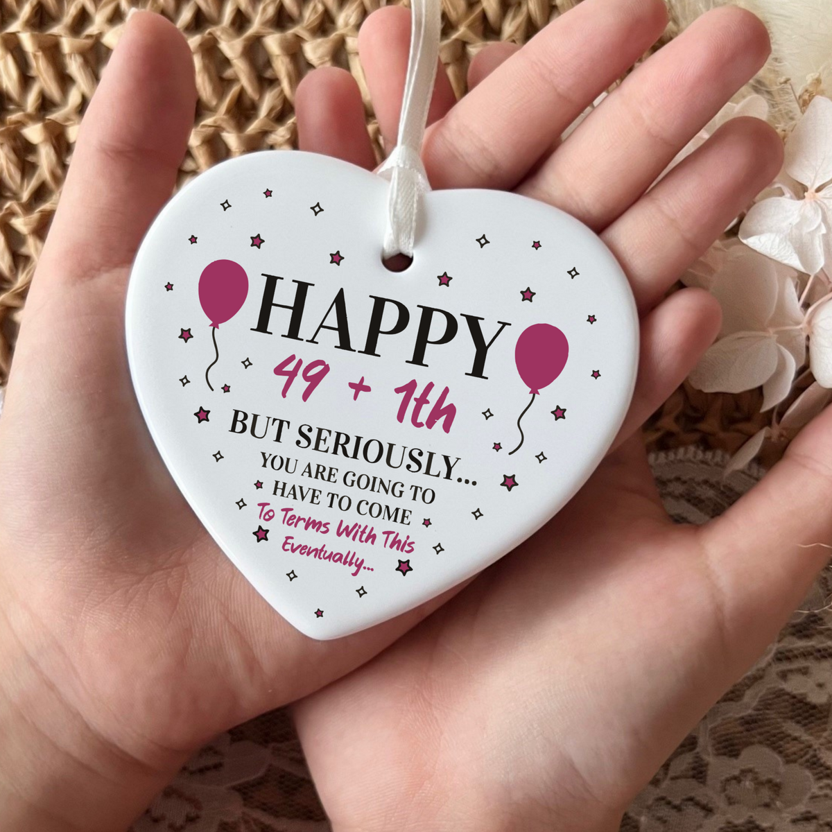 50th Birthday Ceramic Funny Heart Keepsake | Fifty | Birthday Gifts | Milestone Birthday Gift ideas