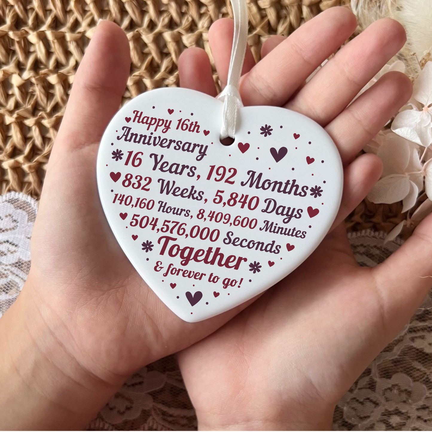 16th Anniversary
sixteenth anniversary
heart keepsake