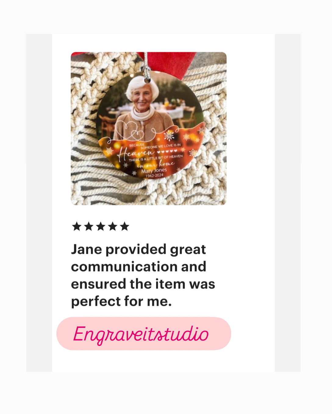 Memorial Personalised Photo Ornament | Remembrance Custom Ornament