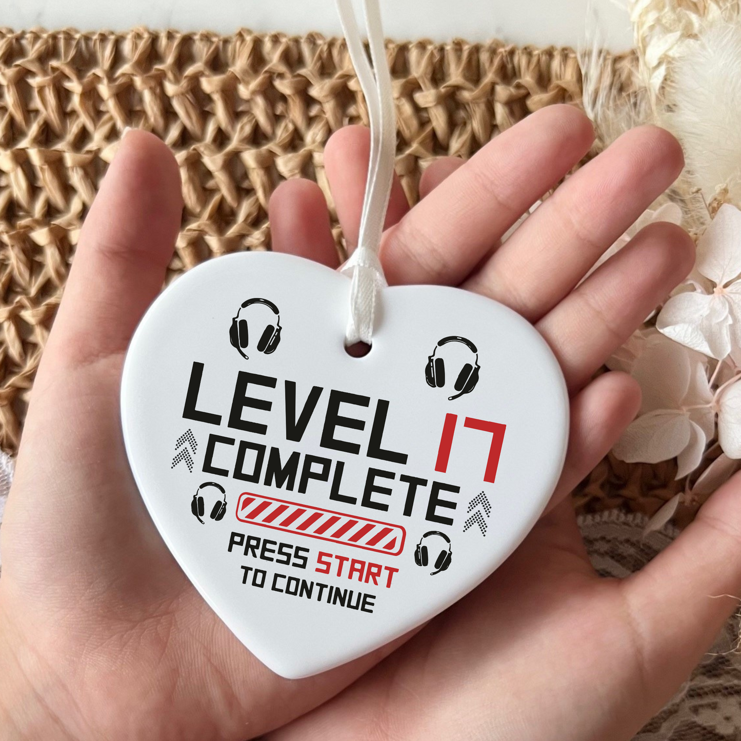 17th Birthday
Ceramic Heart
Unique Keepsake
Special Gift
Gamer Gift
Milestone Celebration
Personalized Keepsake
Fun Birthday Gift
Gaming Enthusiast
Heart-Shaped Ornament