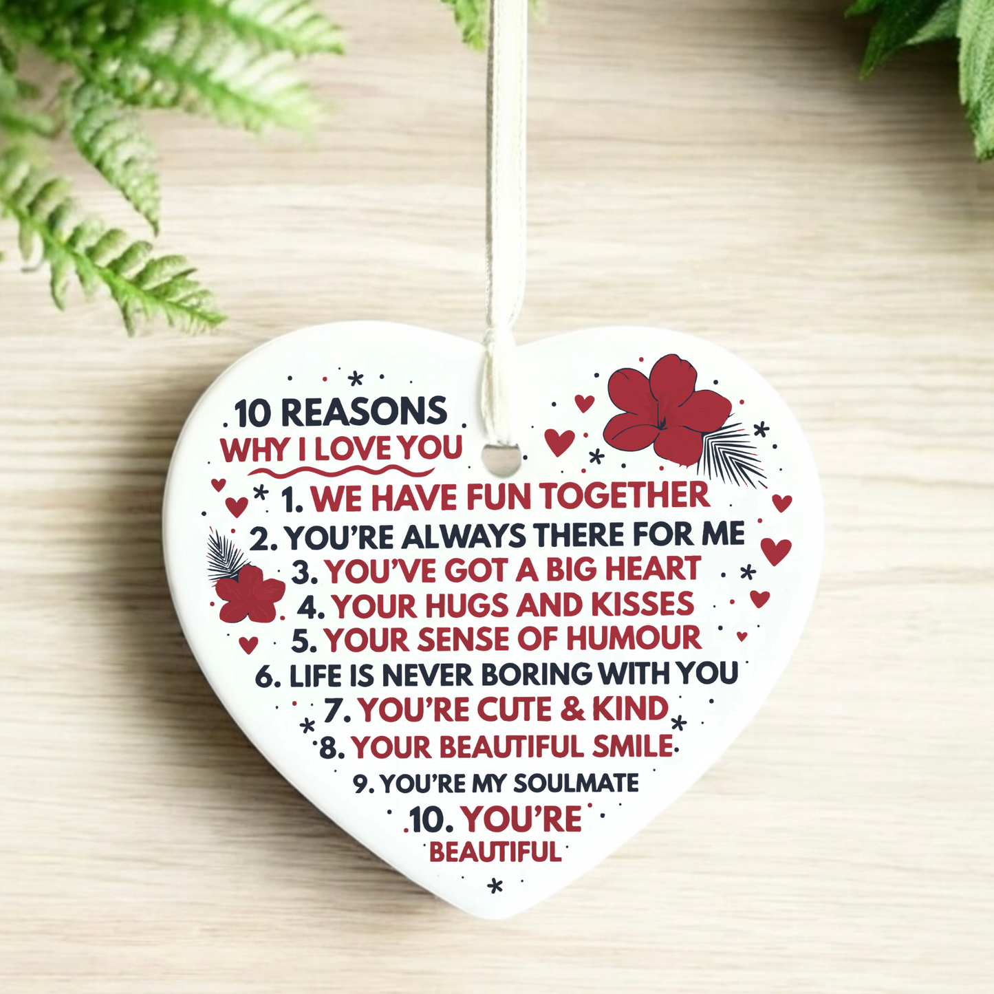 10 reasons why, why i love you, thoughtful present, i love you because, unique keepsake gift, gift for wife, gifts for her,
Ceramic heart keepsake gift