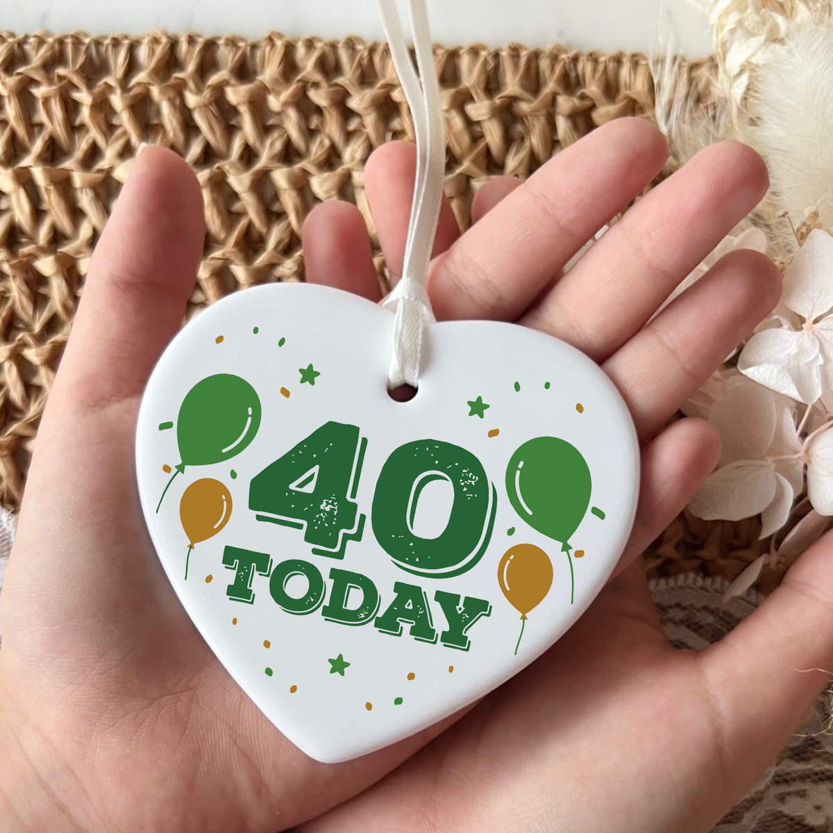 40th Birthday Ceramic Funny Heart Keepsake | Forty | Birthday Gifts | Milestone Birthday Gift Ideas