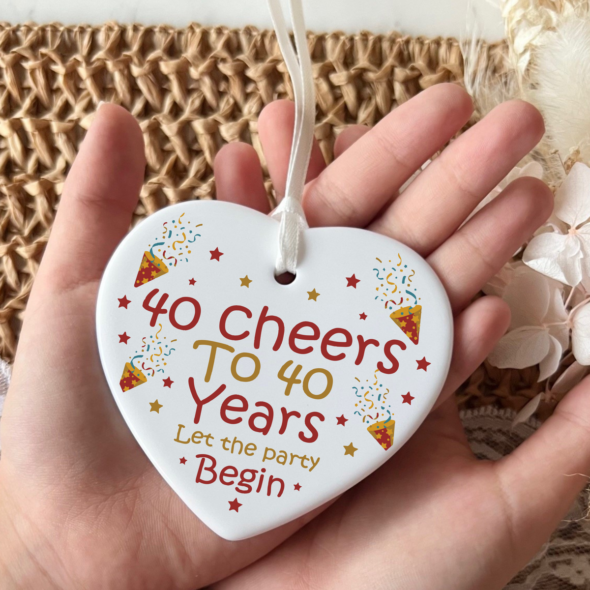 40th Birthday Ceramic Funny Heart Keepsake | Forty | Birthday Gifts | Milestone Birthday Gift Ideas