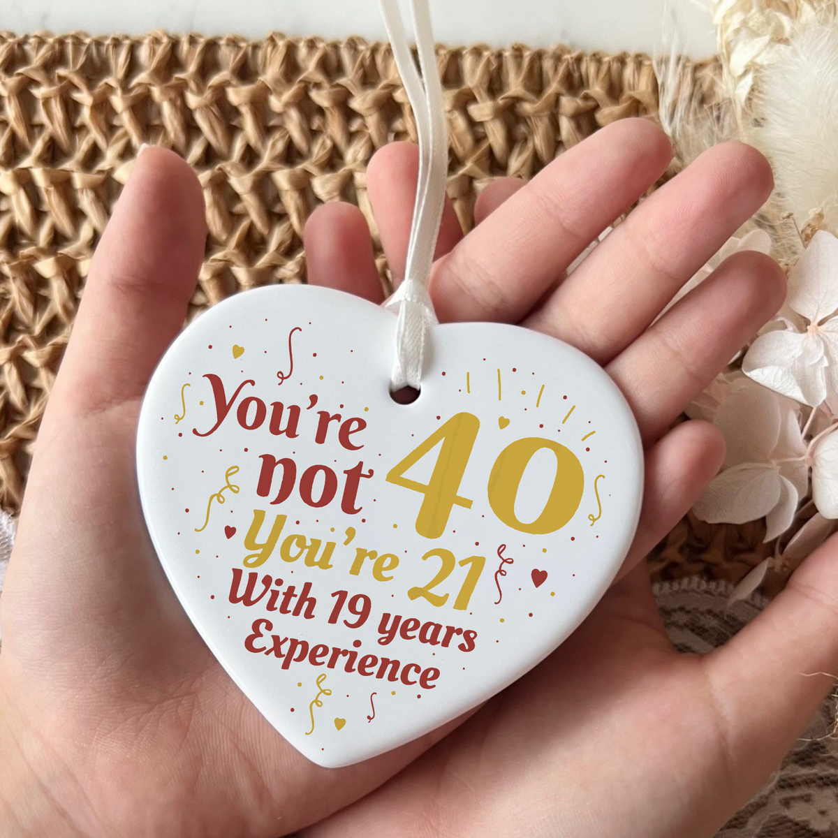 40th Birthday Ceramic Funny Heart Keepsake | Forty | Birthday Gifts | Milestone Birthday Gift Ideas