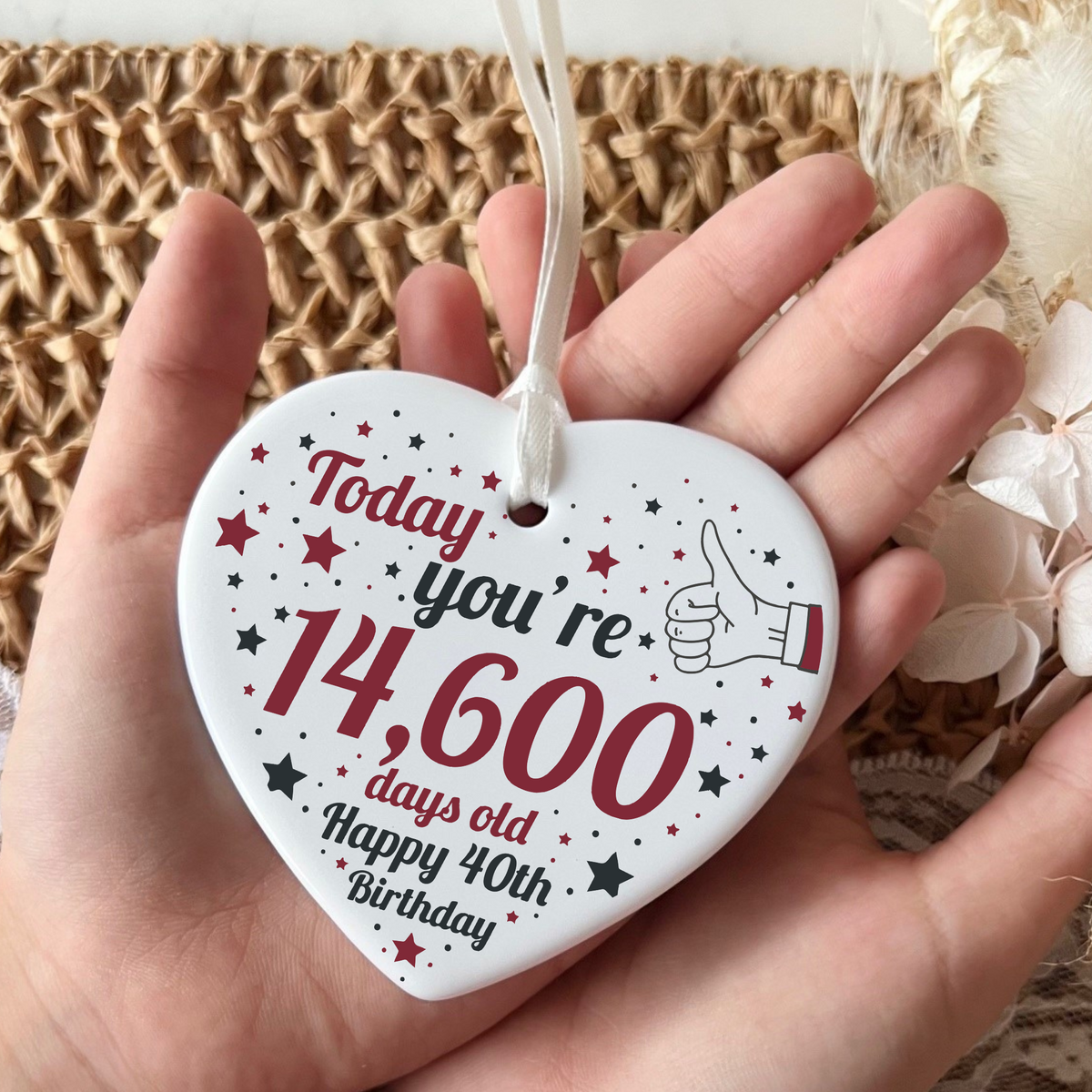 40th Birthday Ceramic Funny Heart Keepsake | Forty | Birthday Gifts | Milestone Birthday Gift Ideas