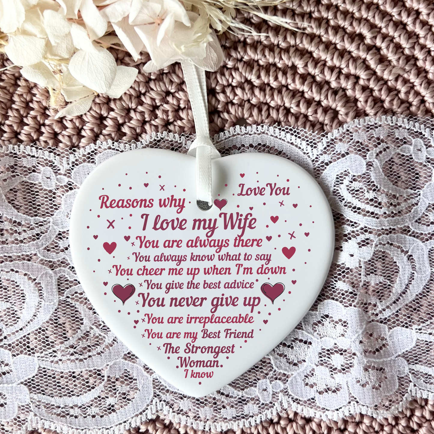 Gifts for loved Wife | Quote Ceramic Heart Keepsake | Valentine's Day | Anniversary | Wedding Gifts