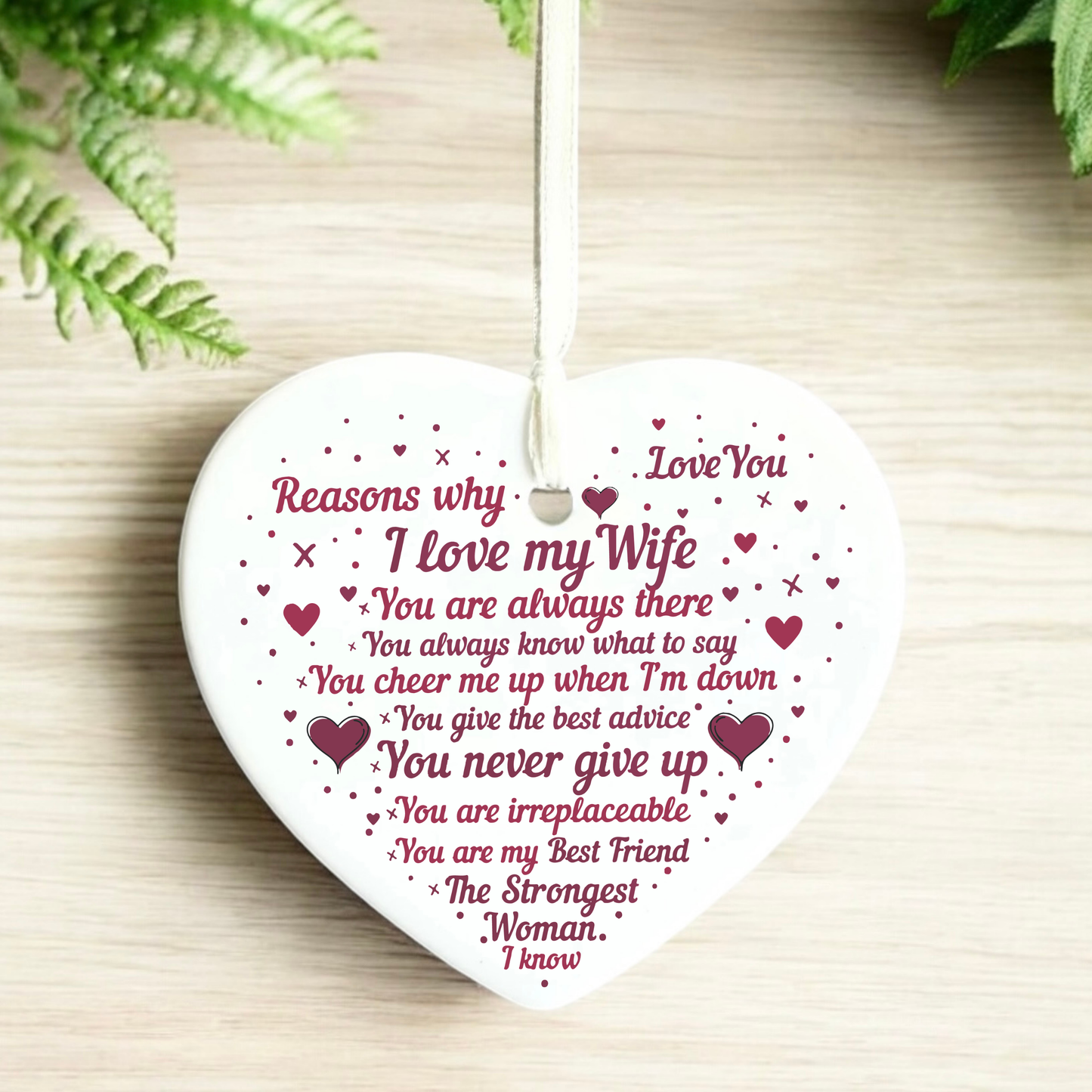Gifts for loved Wife | Quote Ceramic Heart Keepsake | Valentine's Day | Anniversary | Wedding Gifts