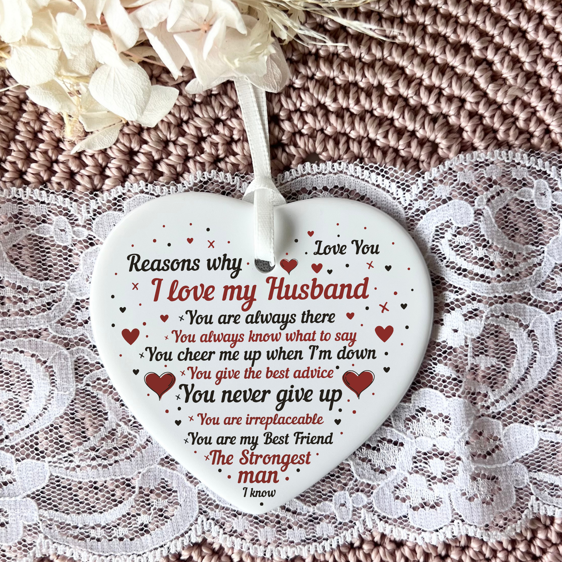Husband keepsake ceramic heart ornament poem | Valentine's Day | Gifts for him