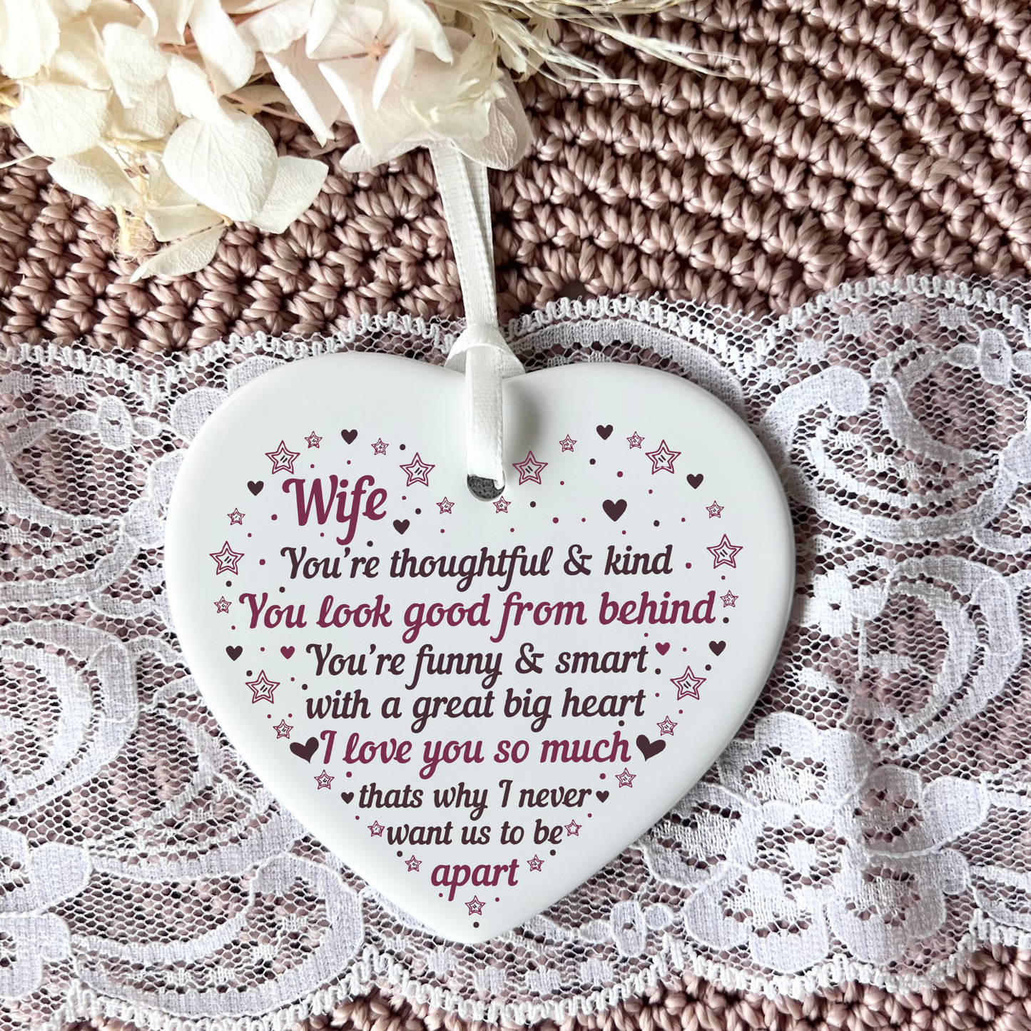 Gifts for loved Wife | Quote Ceramic Heart Keepsake | Valentine's Day | Anniversary | Wedding Gifts (Copy)