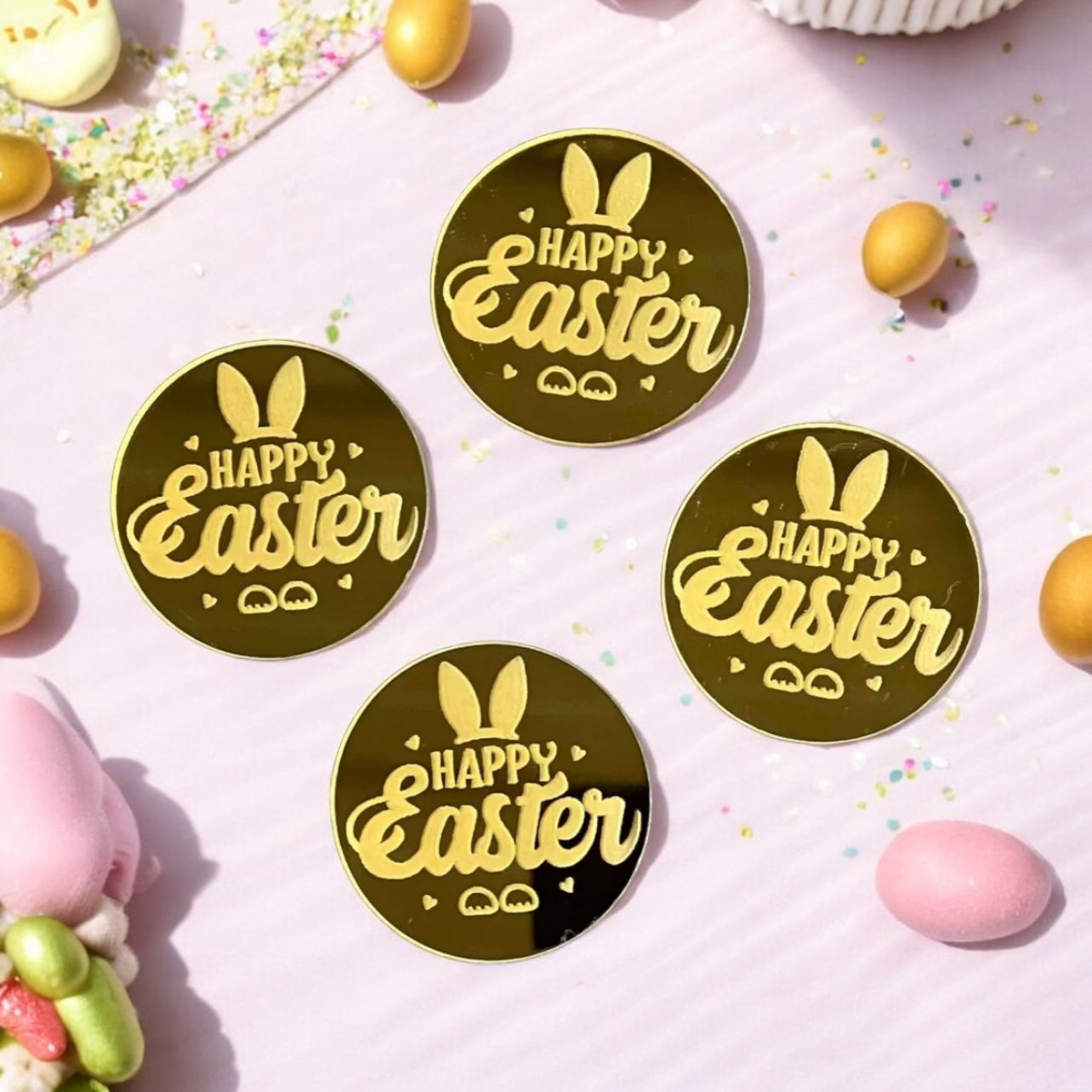 Happy Easter Acrylic Cupcake Topper Pack of 4