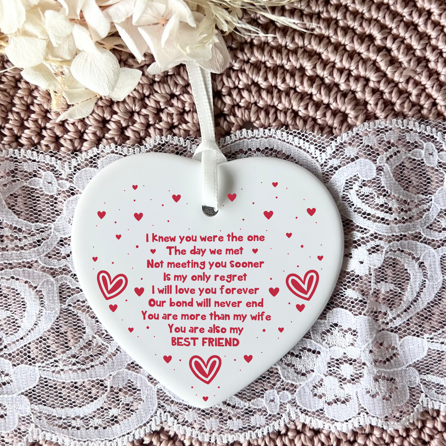 Gifts for loved Wife | Quote Ceramic Heart Keepsake | Valentine's Day | Anniversary | Wedding Gifts