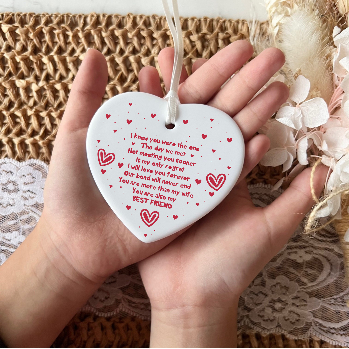 Gifts for loved Wife | Quote Ceramic Heart Keepsake | Valentine's Day | Anniversary | Wedding Gifts