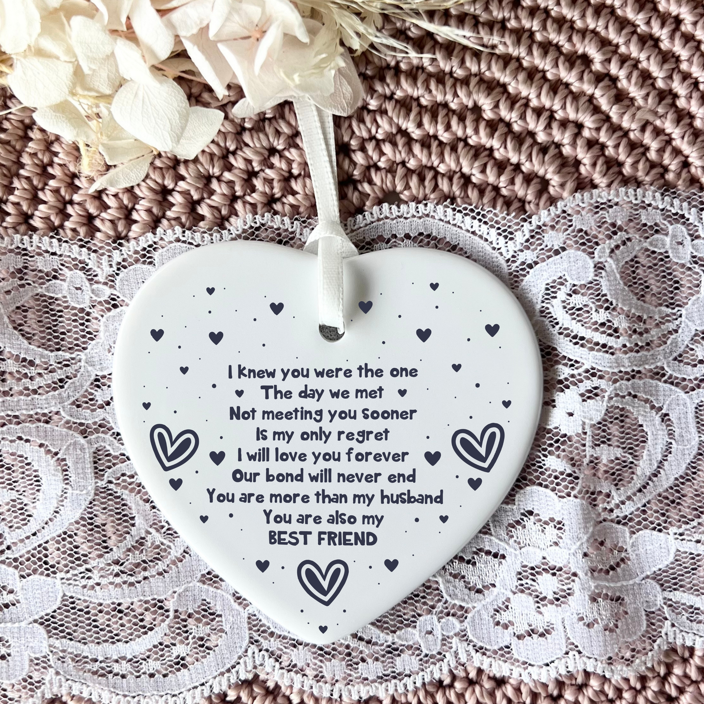Husband keepsake ceramic heart ornament poem | Valentine's Day | Gifts for him