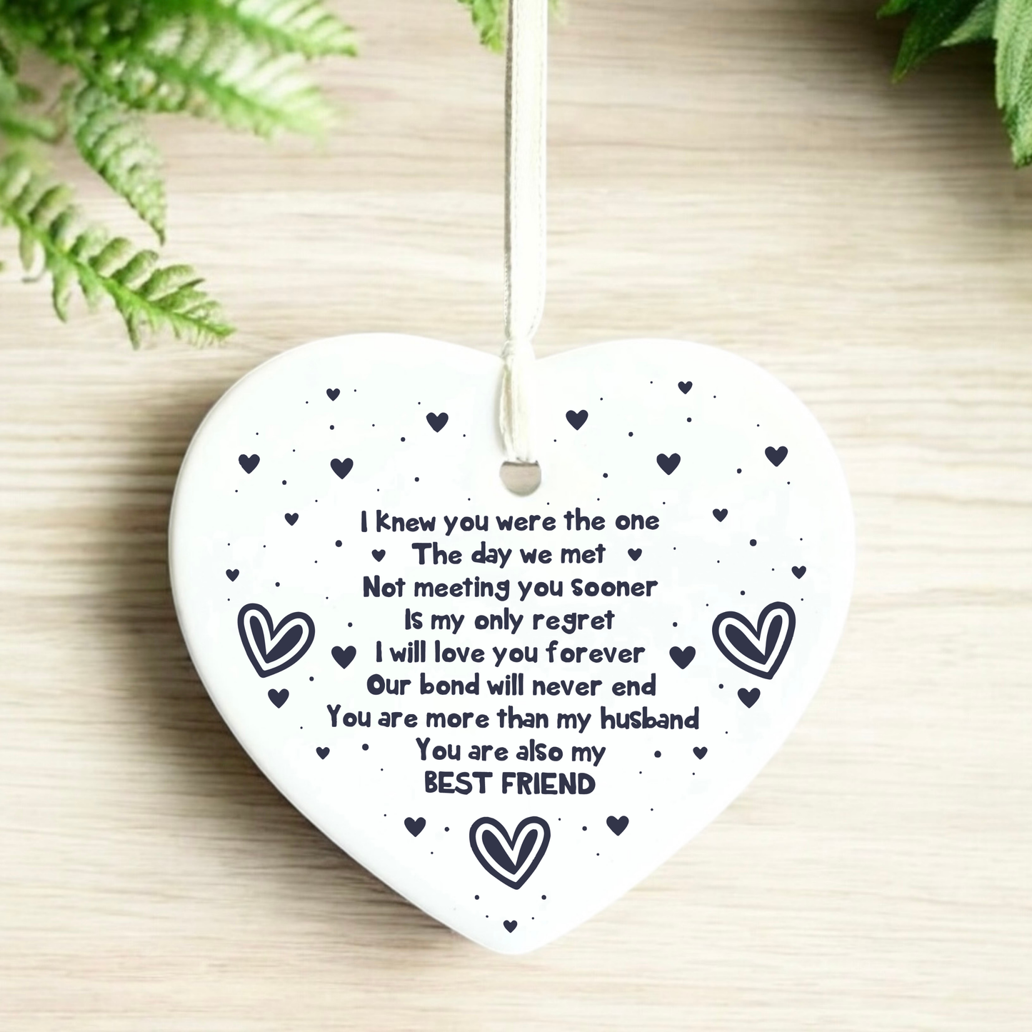 Husband keepsake ceramic heart ornament poem | Valentine's Day | Gifts for him