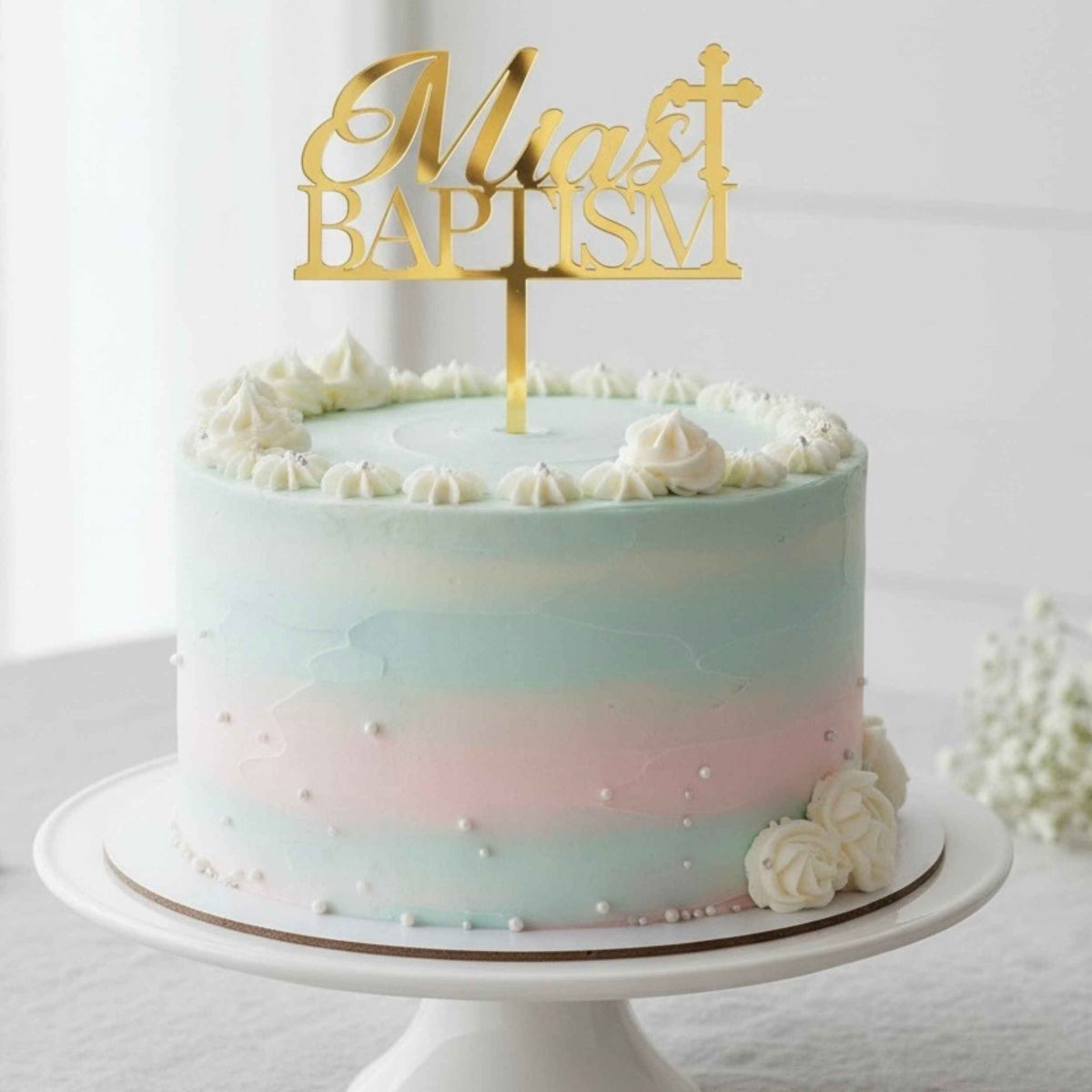 Personalised Baptism Cake Topper: Acrylic Cross Keepsake