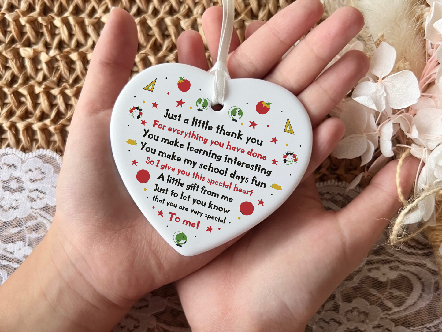 Teachers Keepsake, Ceramic Heart Gift, Daycare Teacher Gift, Gifts for Daycare Providers, Sentimental Gift for Educators, Heartfelt Keepsake for Caregivers, Unique Gift for Daycare Staff, Appreciation Gift for Teachers