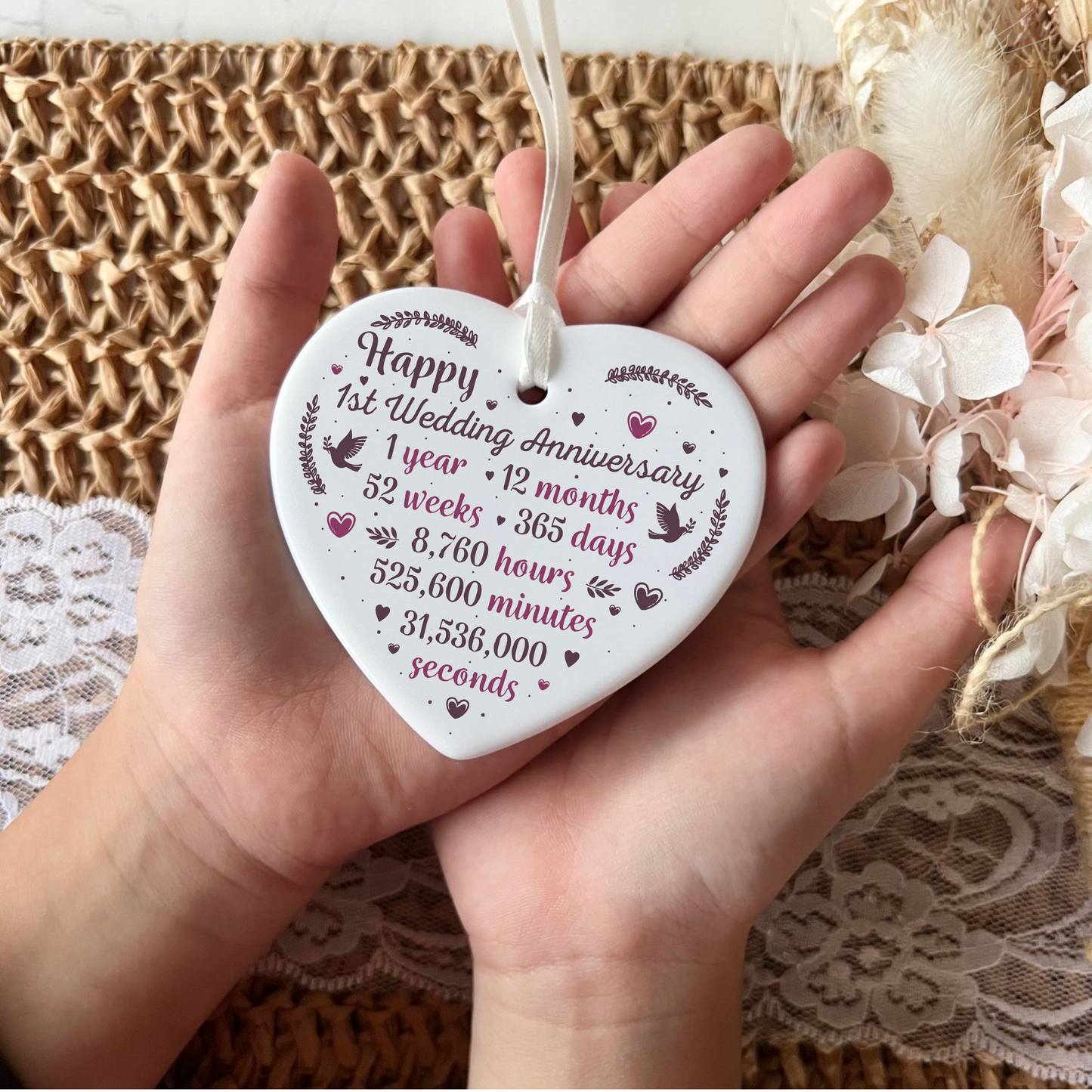 1st Anniversary
Anniversary
First year
Ceramic heart Ornament