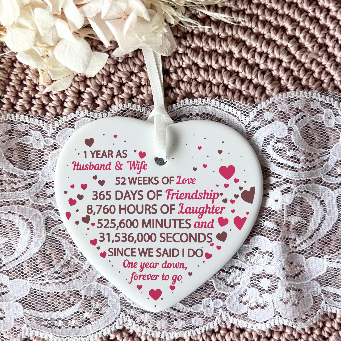 1st Anniversary
Anniversary
First year
Ceramic heart Ornament