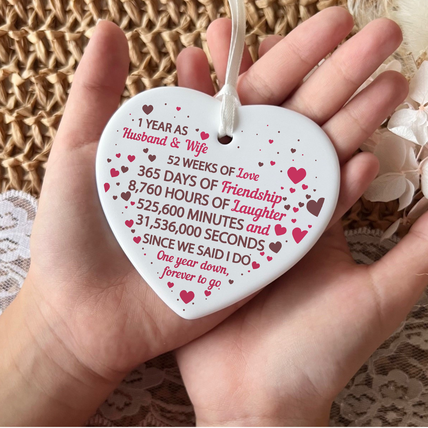 1st Anniversary
Anniversary
First year
Ceramic heart Ornament