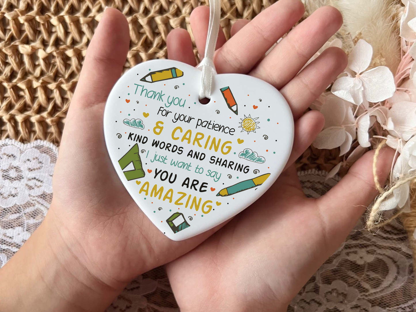 Teachers Keepsake, Ceramic Heart Gift, Daycare Teacher Gift, Gifts for Daycare Providers, Sentimental Gift for Educators, Heartfelt Keepsake for Caregivers, Unique Gift for Daycare Staff, Appreciation Gift for Teachers