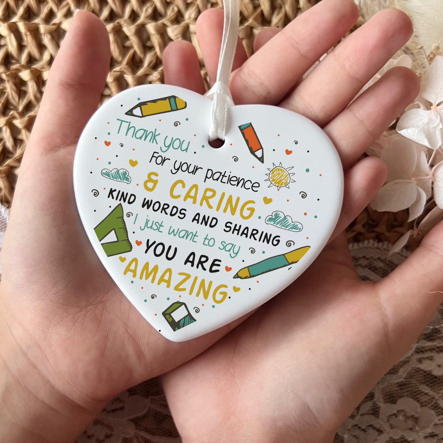 Teachers Keepsake, Ceramic Heart Gift, Daycare Teacher Gift, Gifts for Daycare Providers, Sentimental Gift for Educators, Heartfelt Keepsake for Caregivers, Unique Gift for Daycare Staff, Appreciation Gift for Teachers
