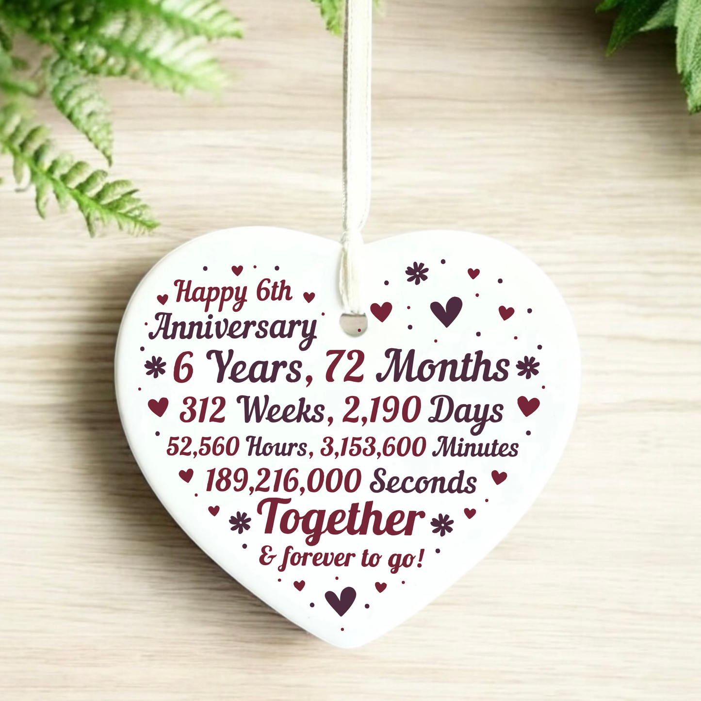 6th Anniversary
sixth anniversary
heart keepsake