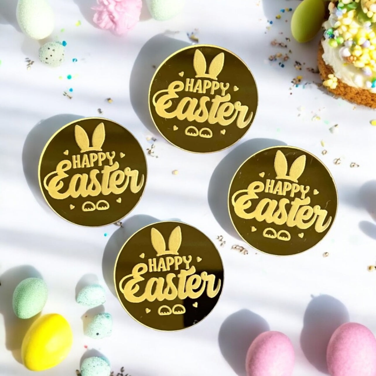 Happy Easter Acrylic Cupcake Topper Pack of 4