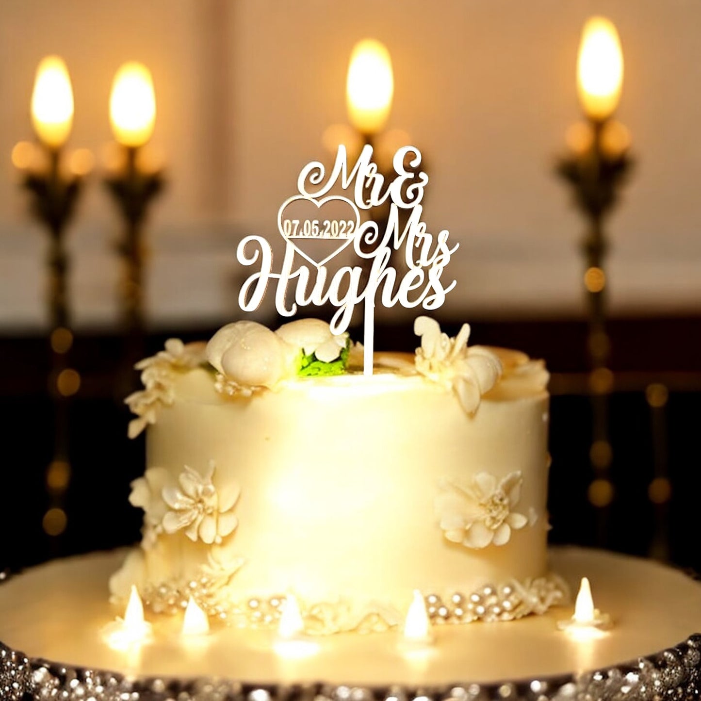 Personalised Wedding Mr and Mrs cake topper