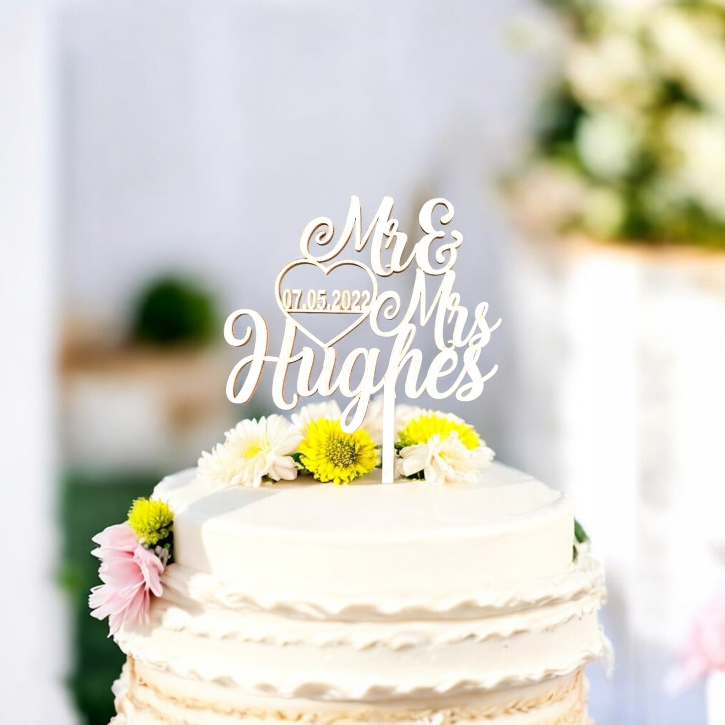 Personalised Wedding Mr and Mrs cake topper