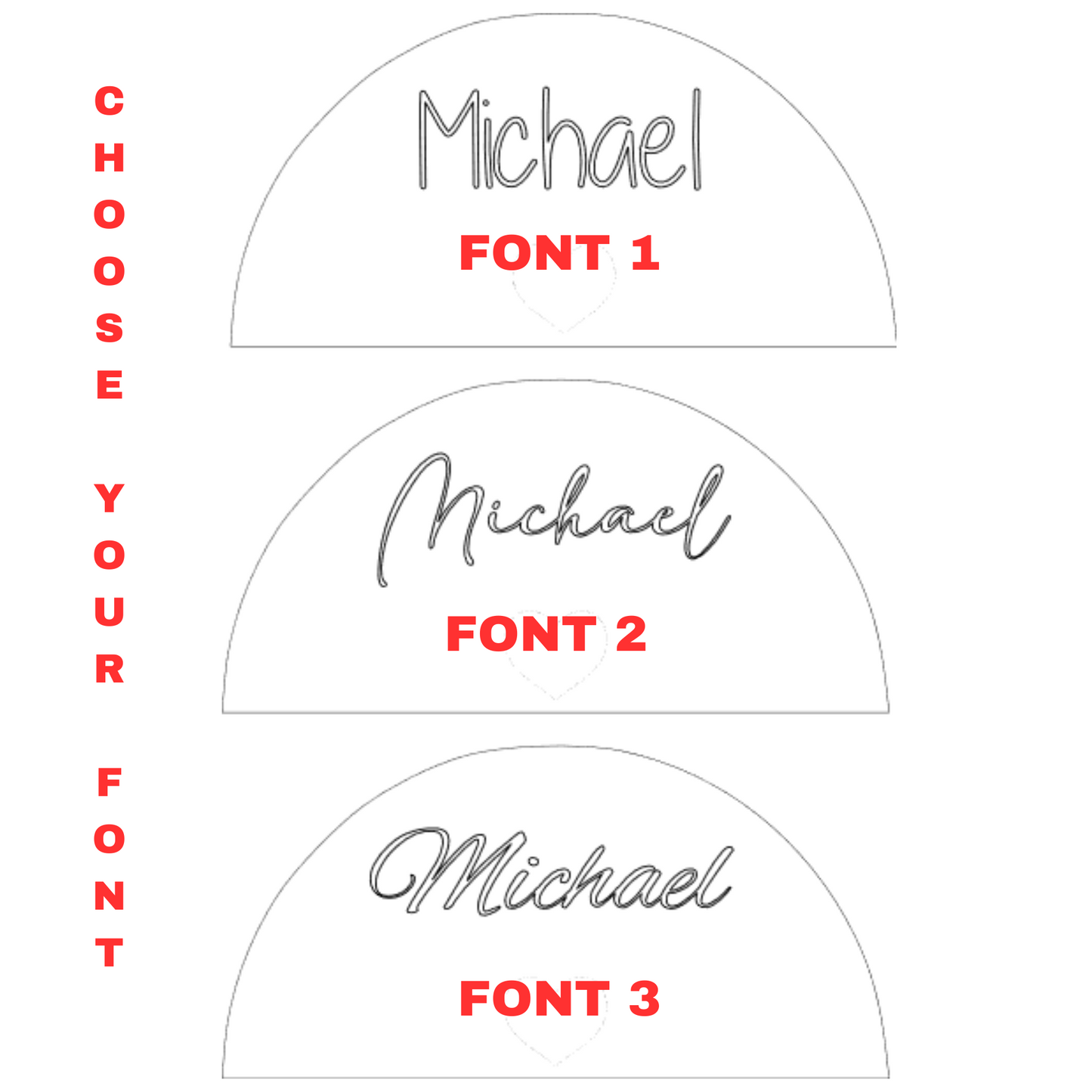 Semi Circle wedding name Wood Engraved Place cards