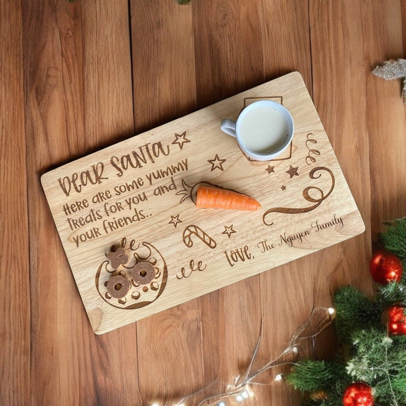 Double Sided Personalised Engraved Easter and Santa Wooden treat Board