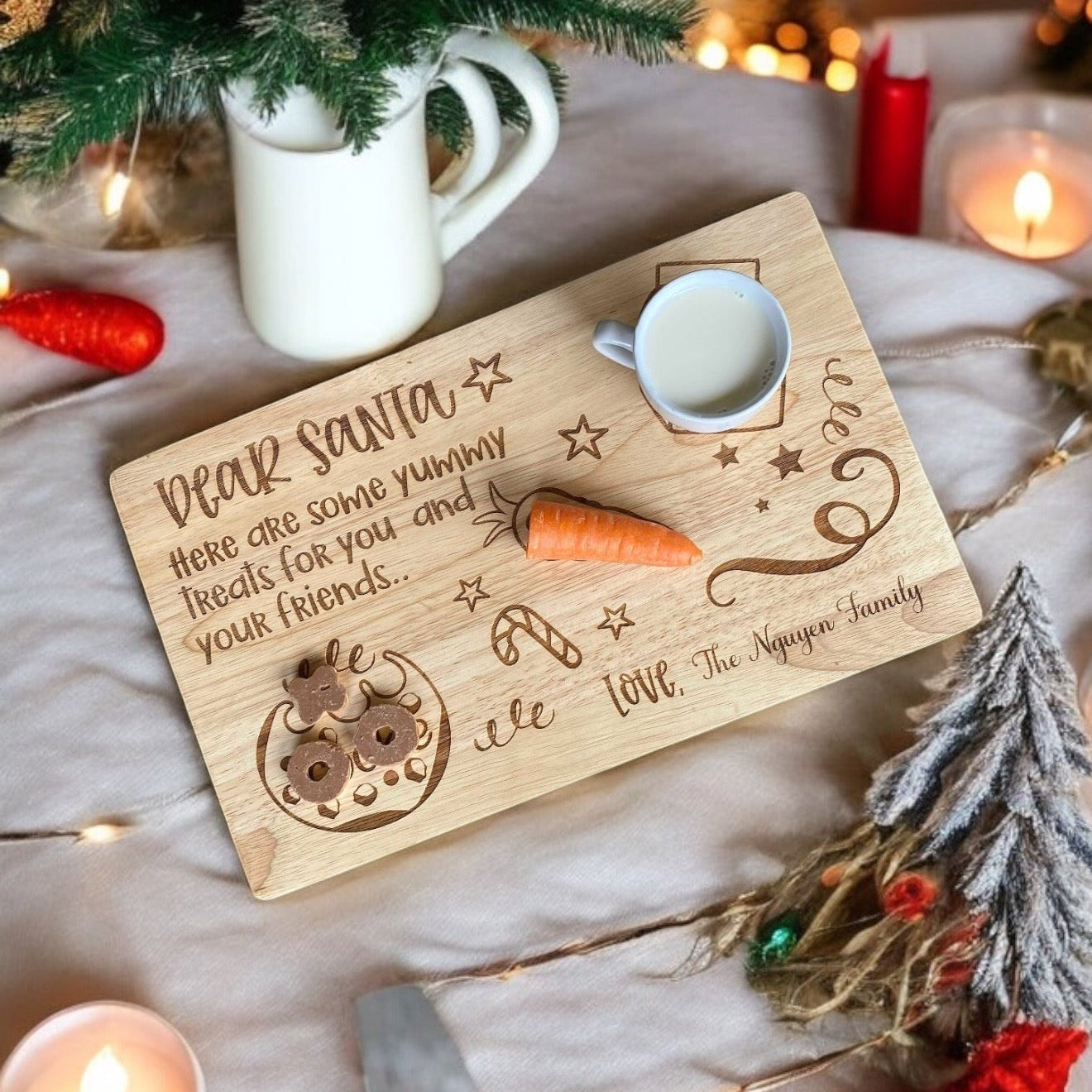 Double Sided Personalised Engraved Easter and Santa Wooden treat Board