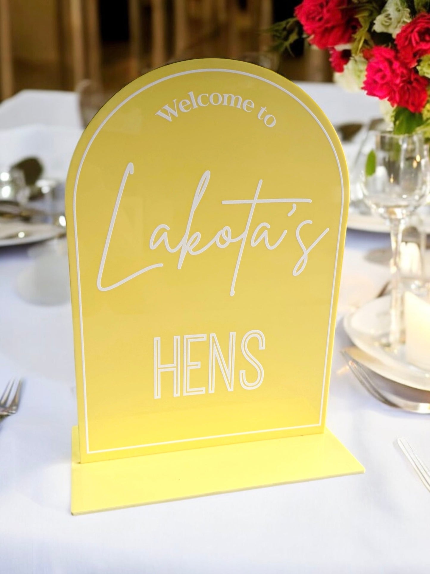 Hens Party Welcome Table Sign Acrylic Personalised
