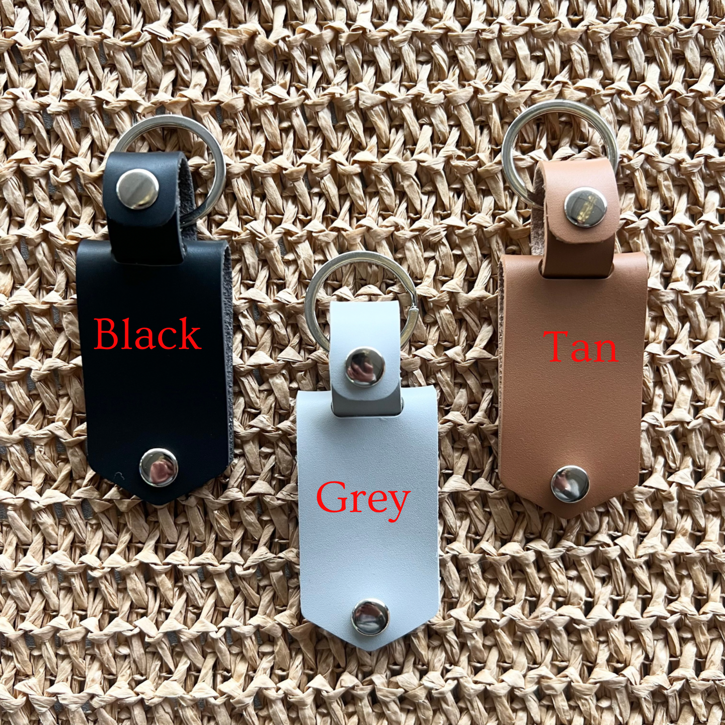 Personalised leather photo key ring engraved for Dad