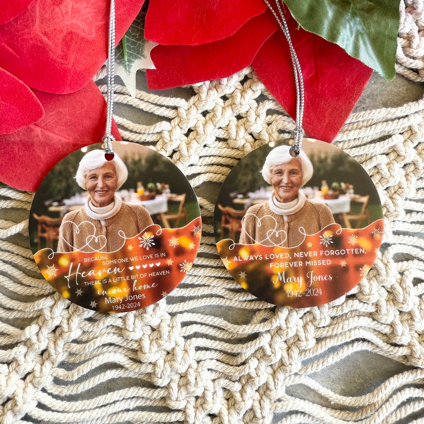 acrylic ornament, ceramic ornament, customised ornament, custom loss ornament, custom memorial gift, custom photo, funeral ornaments, memorial day, memorial day gift, memorial ornament, personalised, Remembrance ornament