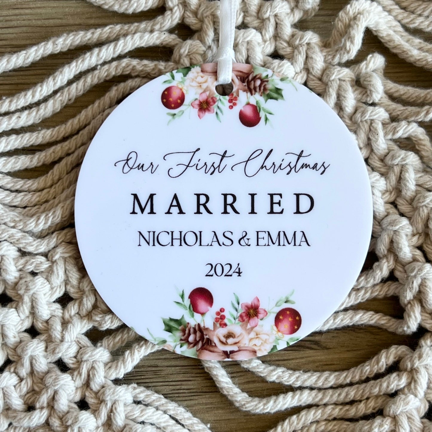 christmas married, couples gift, gift for her, married christmas, married ornament, married portrait, newlywed gift, our first christmas, wedding gift,