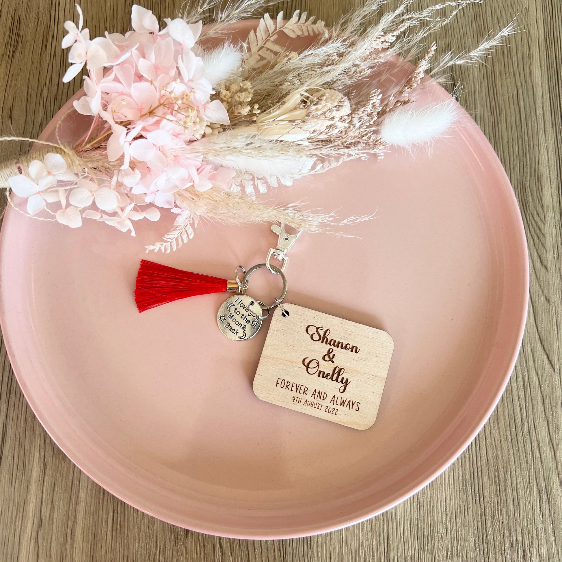 Wood Anniversary day we first met calendar Key ring personalised