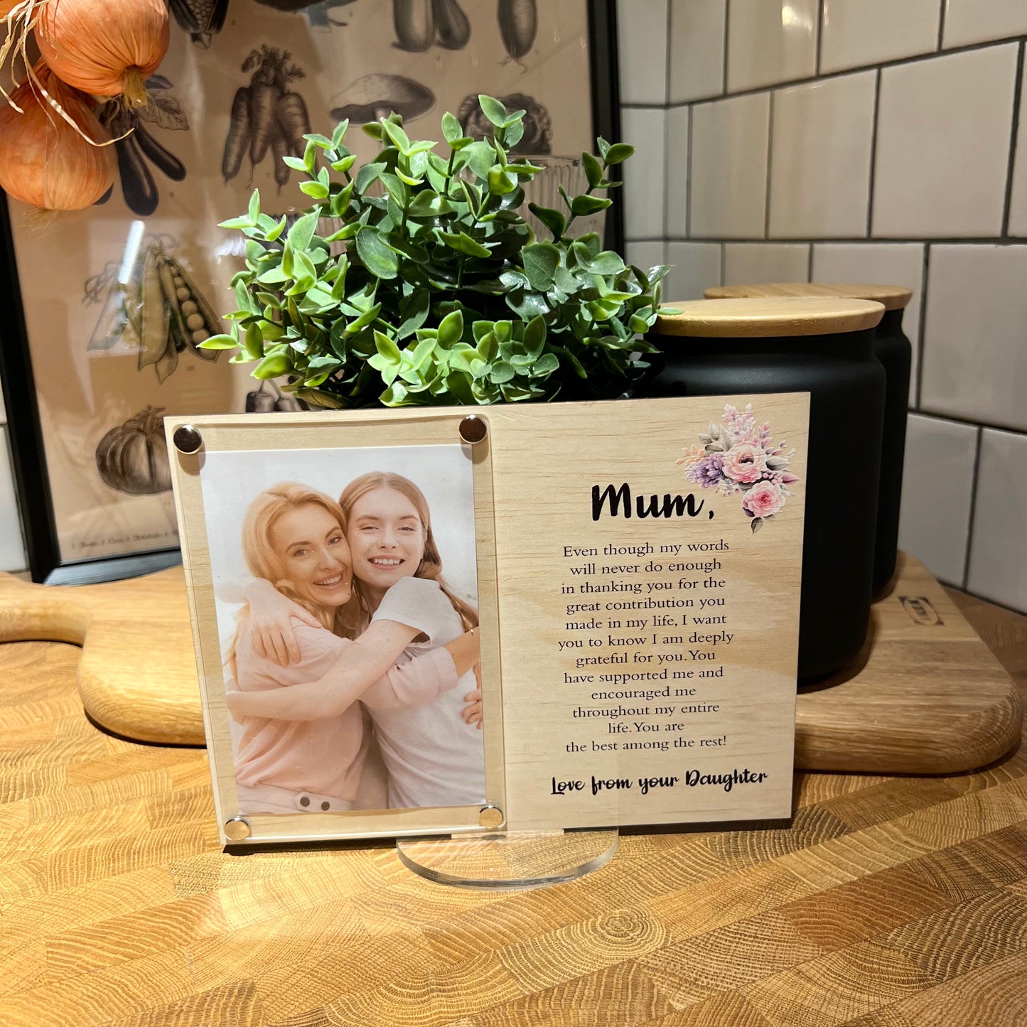 Personalised mum wood and acrylic frame