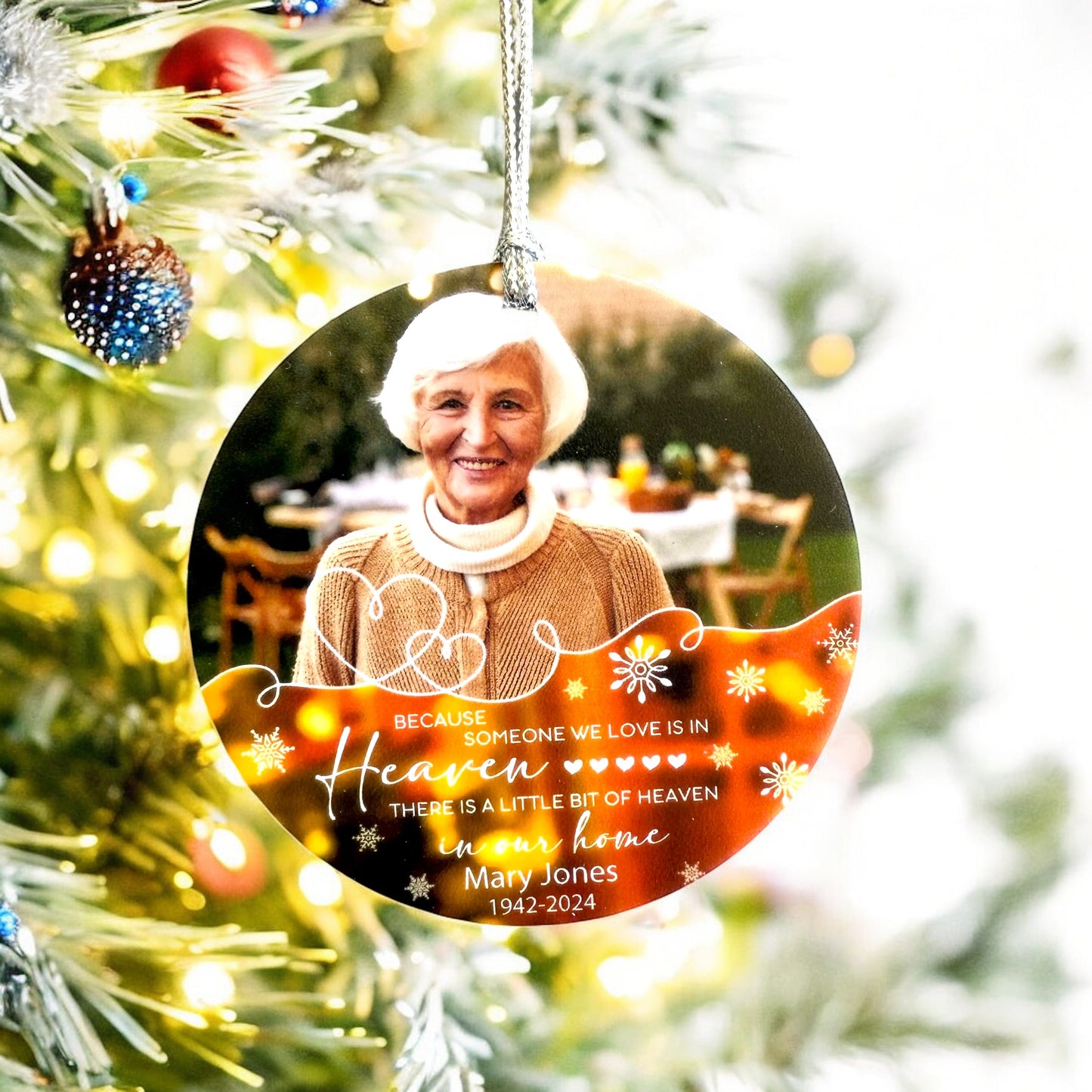 acrylic ornament, ceramic ornament, customised ornament, custom loss ornament, custom memorial gift, custom photo, funeral ornaments, memorial day, memorial day gift, memorial ornament, personalised, Remembrance ornament